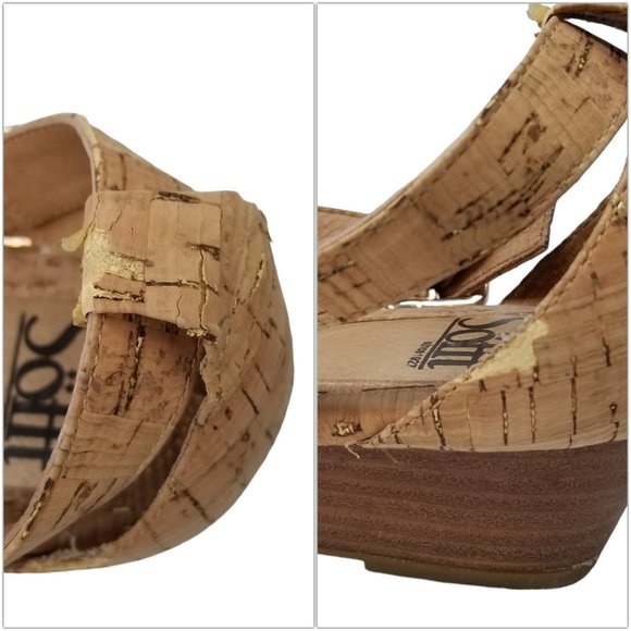 Sofft Innis Sandals Womens Gold Natural Leather Cork Wedge SF0001393 Size 10 - Picture 13 of 13